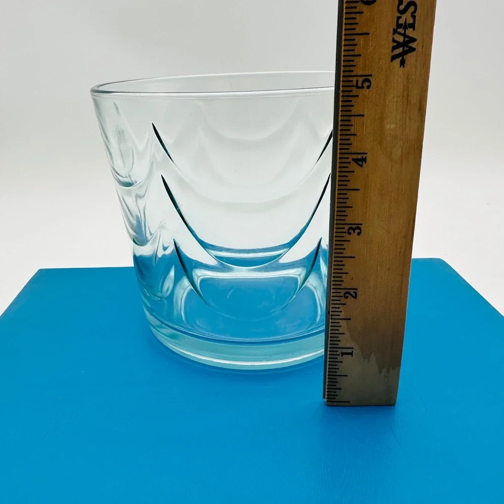Vintage Jeanette Blue Glass Scalloped Draped Glass Ice Bucket Barware